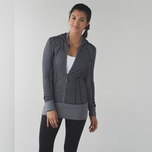 Lululemon Daily Practice Jacket Herringbone Grey/Black, Size 8
